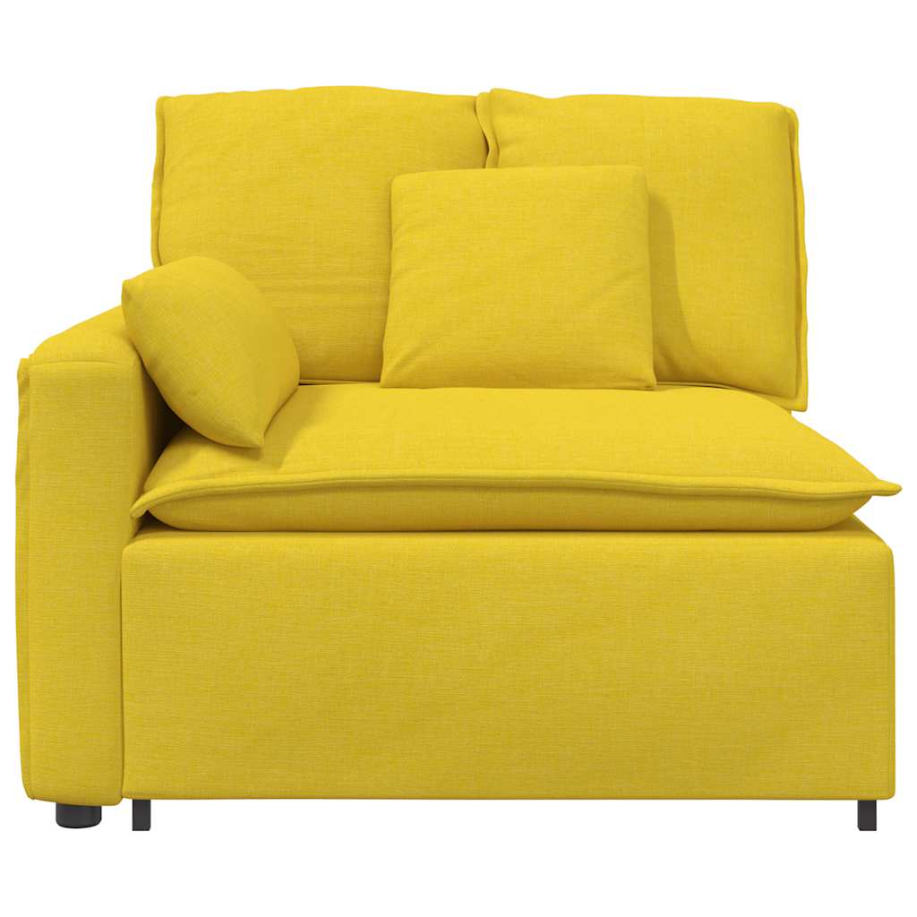 Modulares Sofa Endmodul mit Armlehne Kissen Hellgelb 100 cm