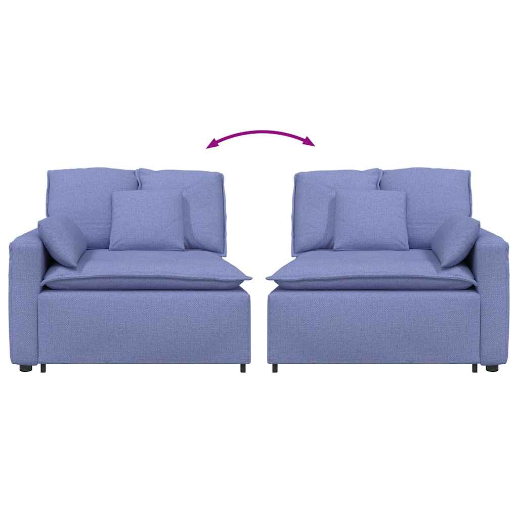 Modulares Sofa Endmodul mit Armlehne Kissen Jeansblau 100 cm