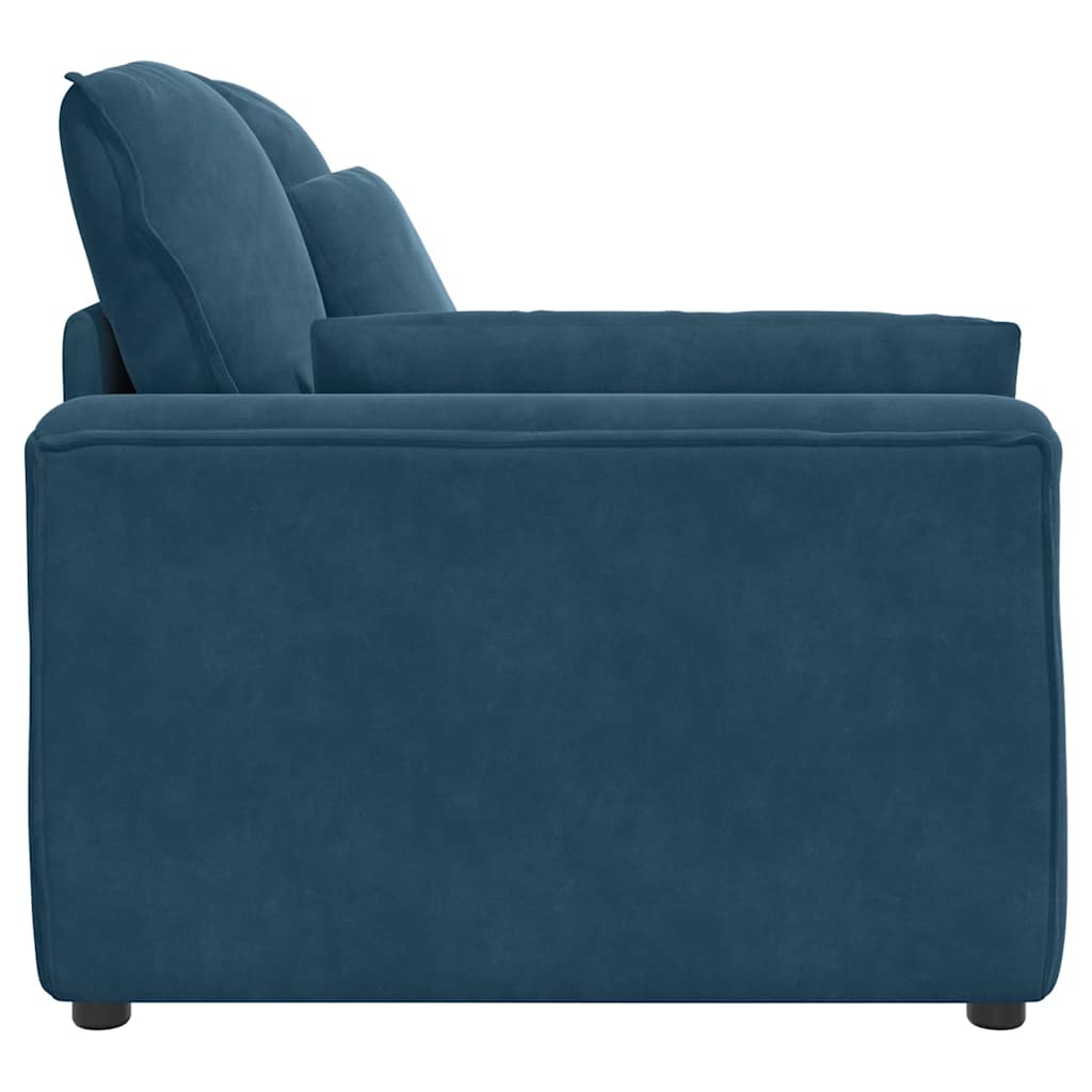 Modulares Sofa Endmodul mit Armlehne Kissen Blau 100 cm