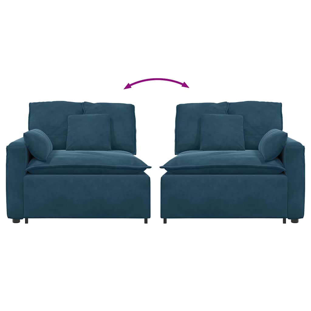 Modulares Sofa Endmodul mit Armlehne Kissen Blau 100 cm