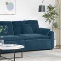 Modulares Sofa Endmodul mit Armlehne Kissen Blau 100 cm