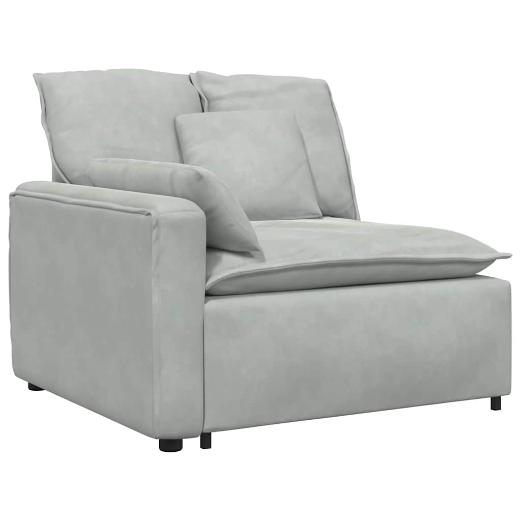 Modulares Sofa Endmodul mit Armlehne Kissen Hellgrau 100 cm