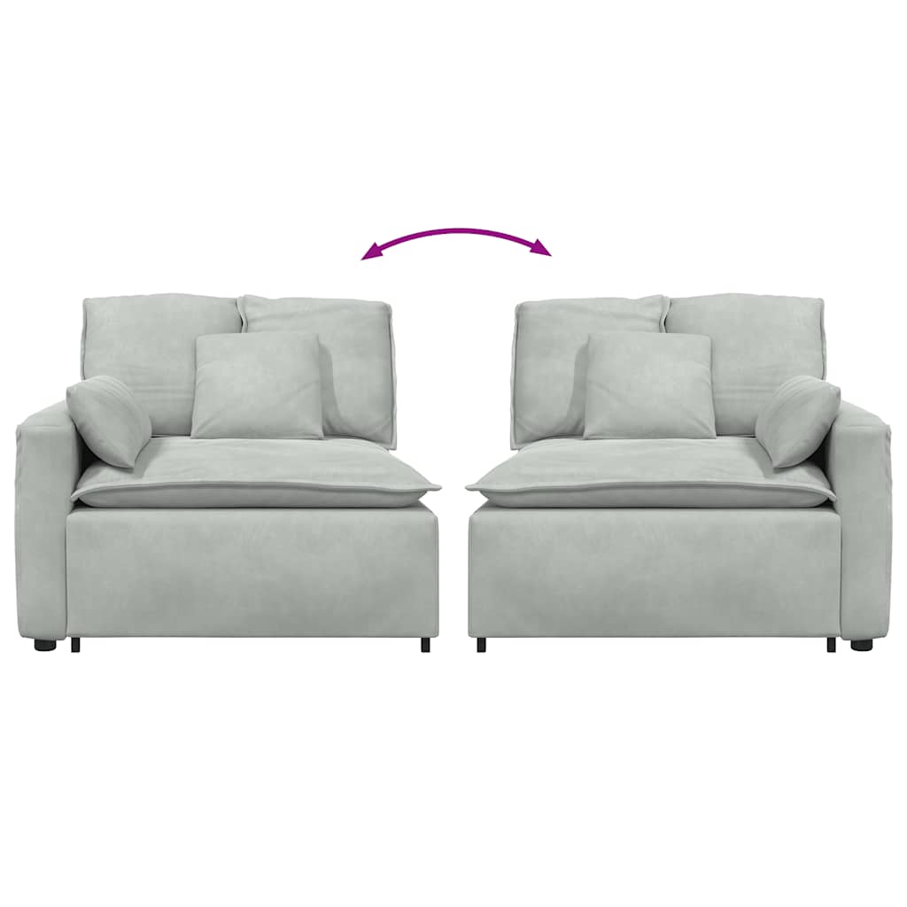 Modulares Sofa Endmodul mit Armlehne Kissen Hellgrau 100 cm