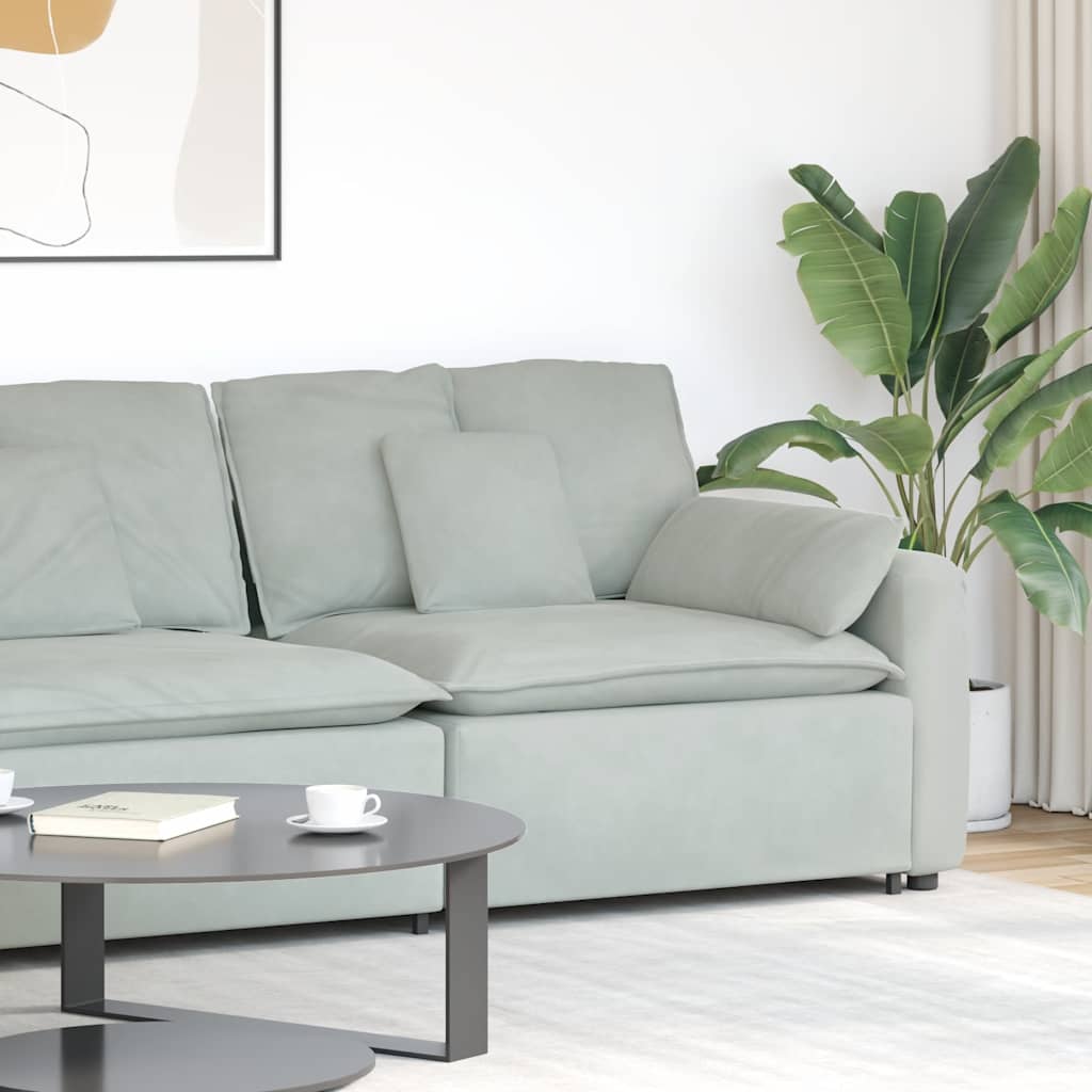 Modulares Sofa Endmodul mit Armlehne Kissen Hellgrau 100 cm