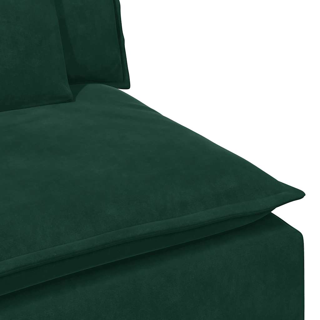 Modulares Sofa Endmodul mit Armlehne Kissen Dunkelgrün 100 cm