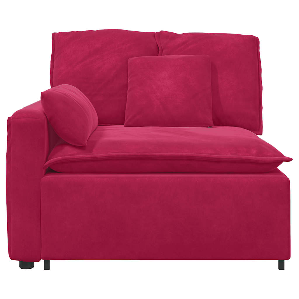 Modulares Sofa Endmodul mit Armlehne Kissen Weinrot 100 cm