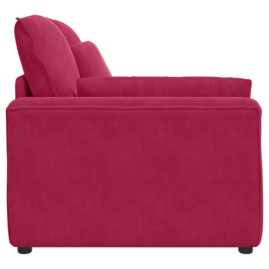 Modulares Sofa Endmodul mit Armlehne Kissen Weinrot 100 cm
