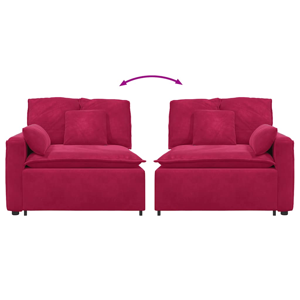 Modulares Sofa Endmodul mit Armlehne Kissen Weinrot 100 cm