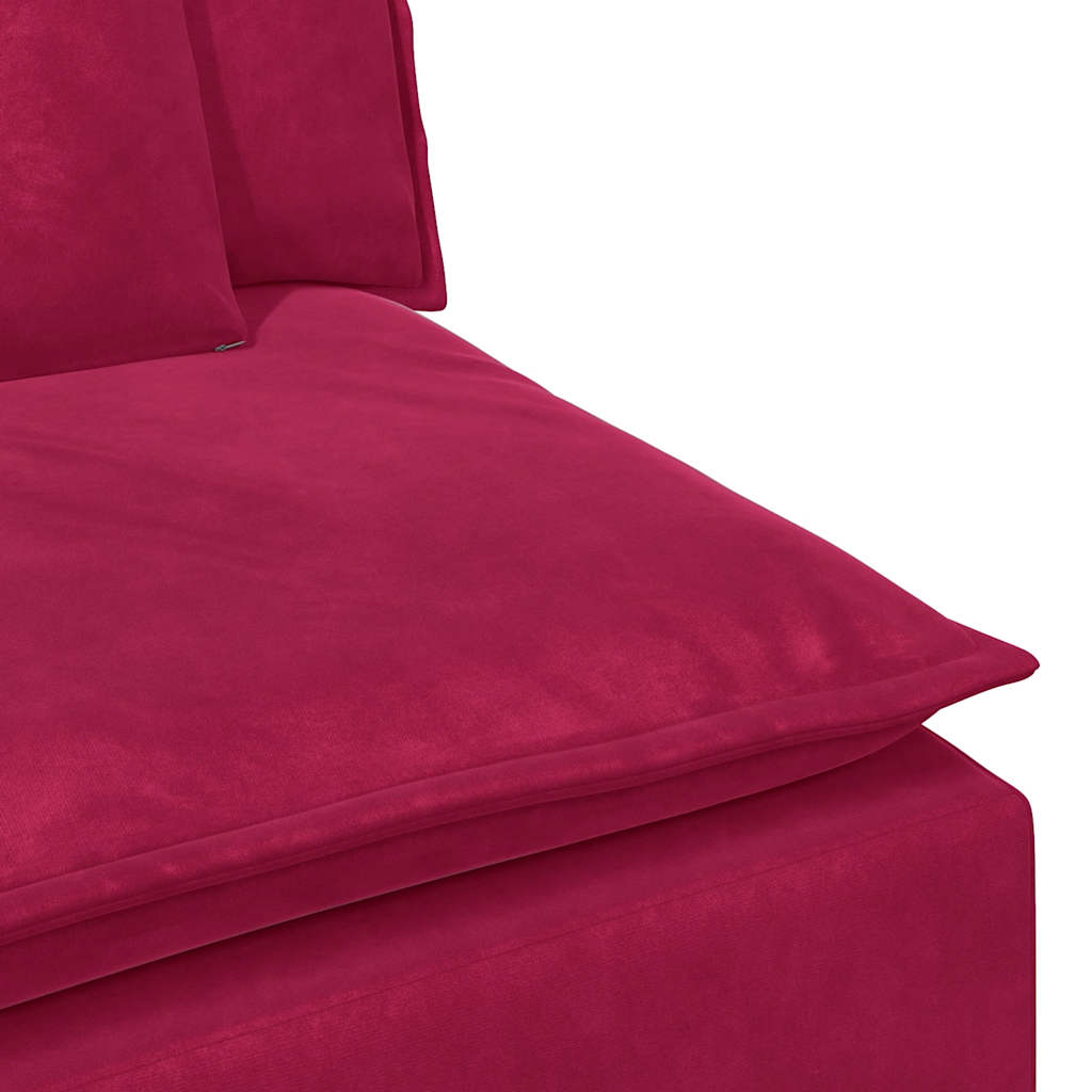 Modulares Sofa Endmodul mit Armlehne Kissen Weinrot 100 cm