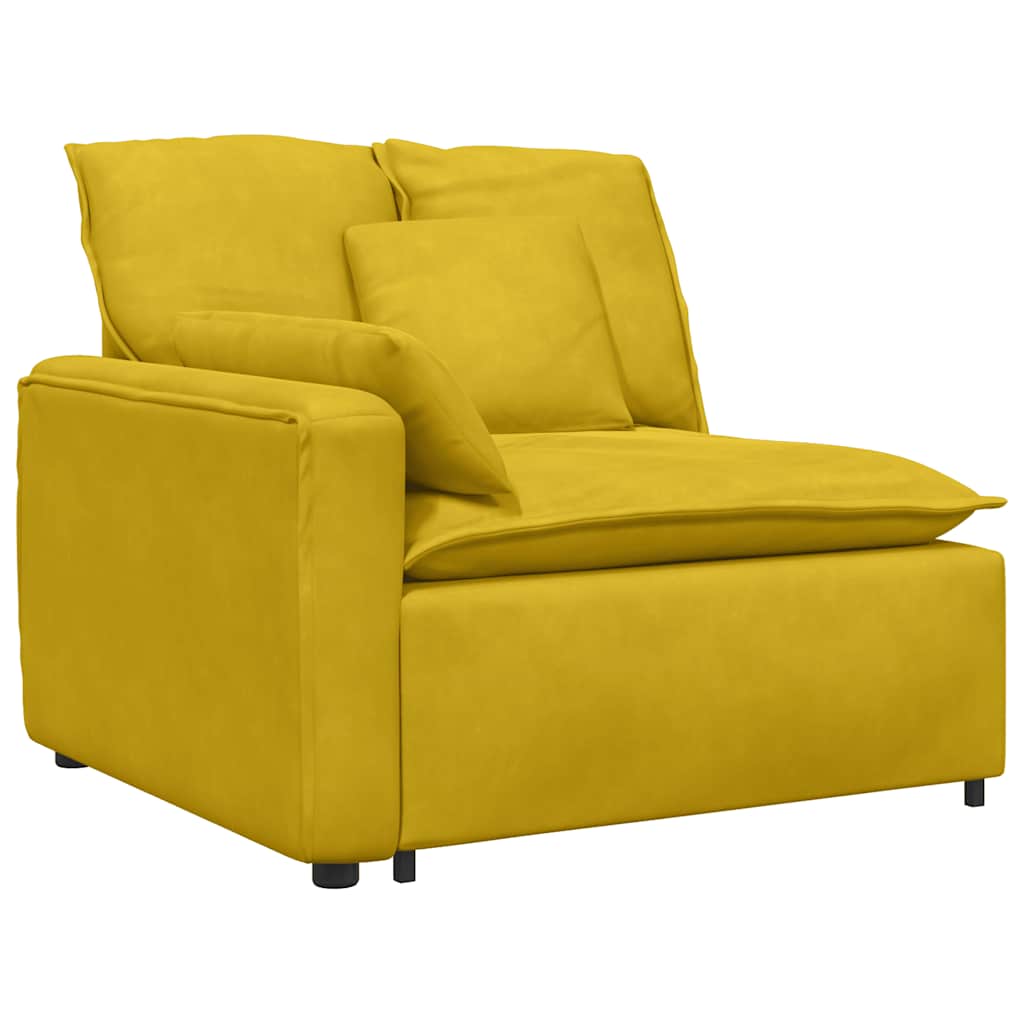 Modulares Sofa Endmodul mit Armlehne Kissen Gelb 100 cm