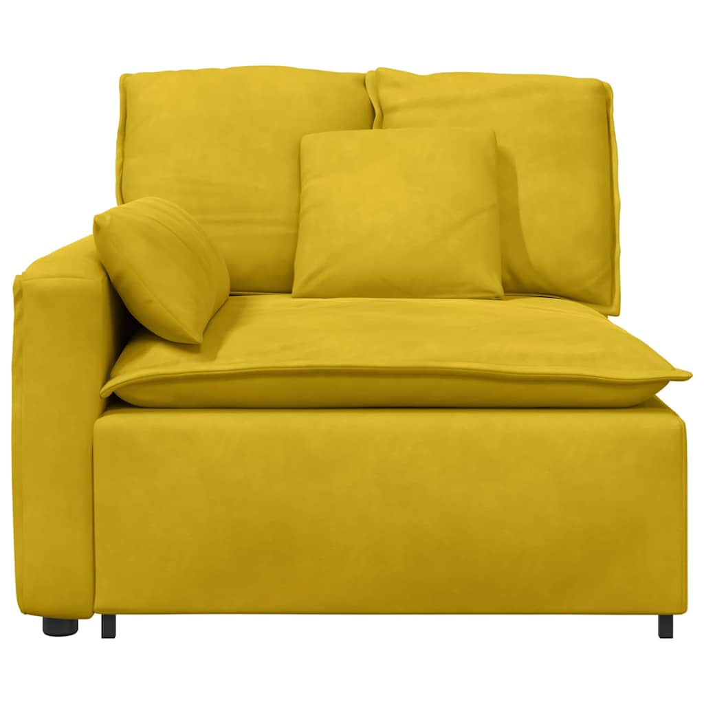 Modulares Sofa Endmodul mit Armlehne Kissen Gelb 100 cm