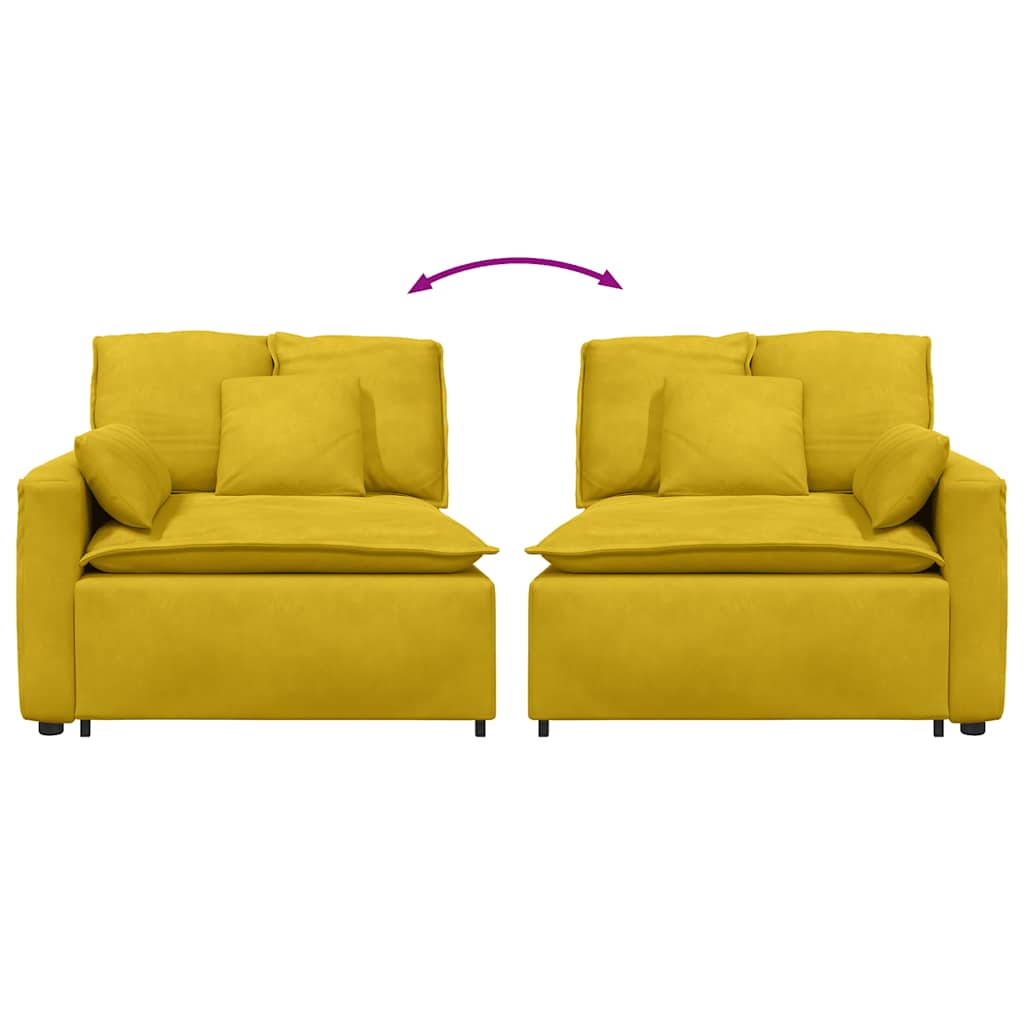 Modulares Sofa Endmodul mit Armlehne Kissen Gelb 100 cm