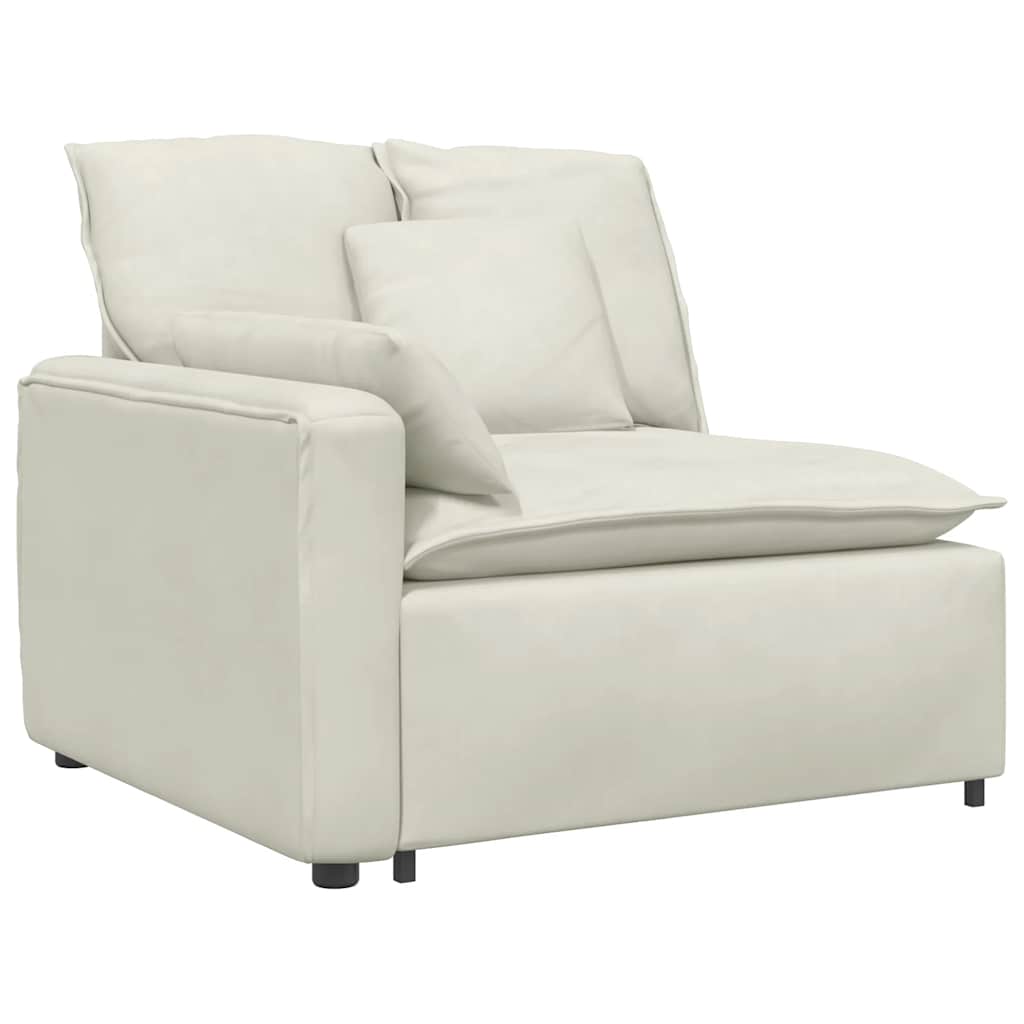 Modulares Sofa Endmodul mit Armlehne Kissen Creme 100 cm