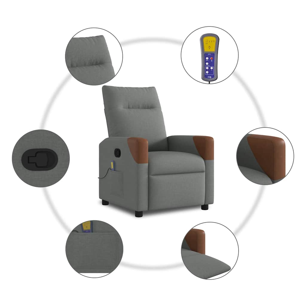 Massage-Relaxsessel, Stoff, Dunkelgrau