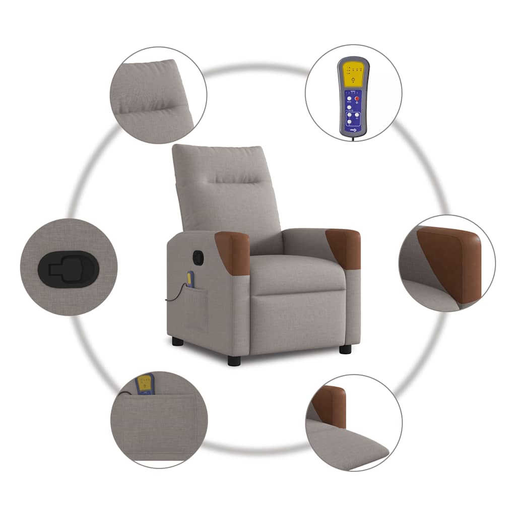 Massagesessel Taupe Stoff