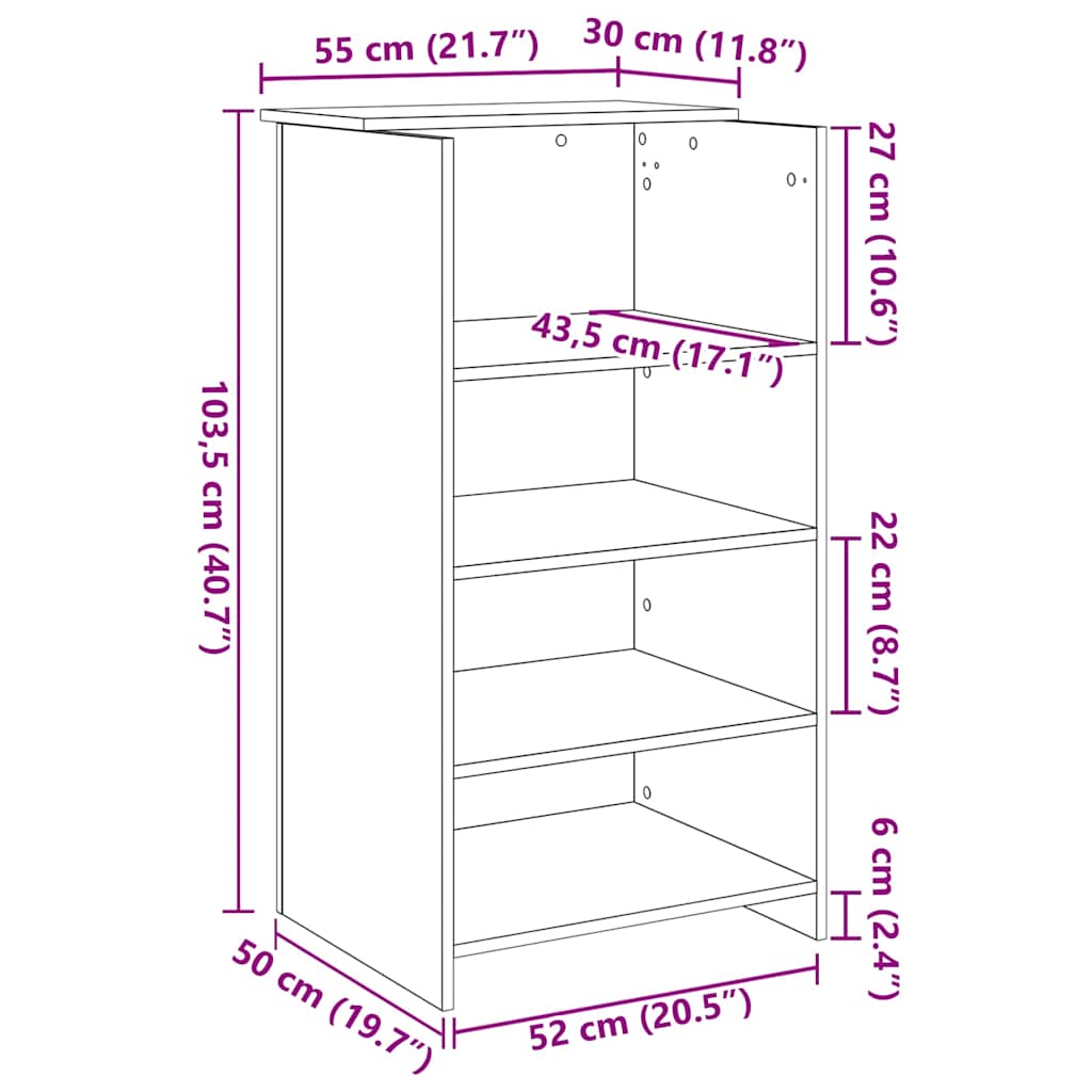 Empfangstheke Grau Sonoma 55x50x103,5 cm Holzwerkstoff