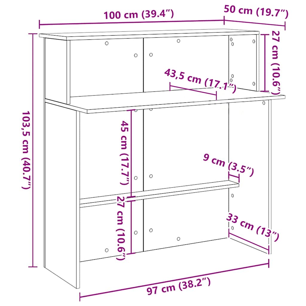 Empfangstresen Sonoma-Eiche 100 x 50 x 103,5 cm Holzwerkstoff