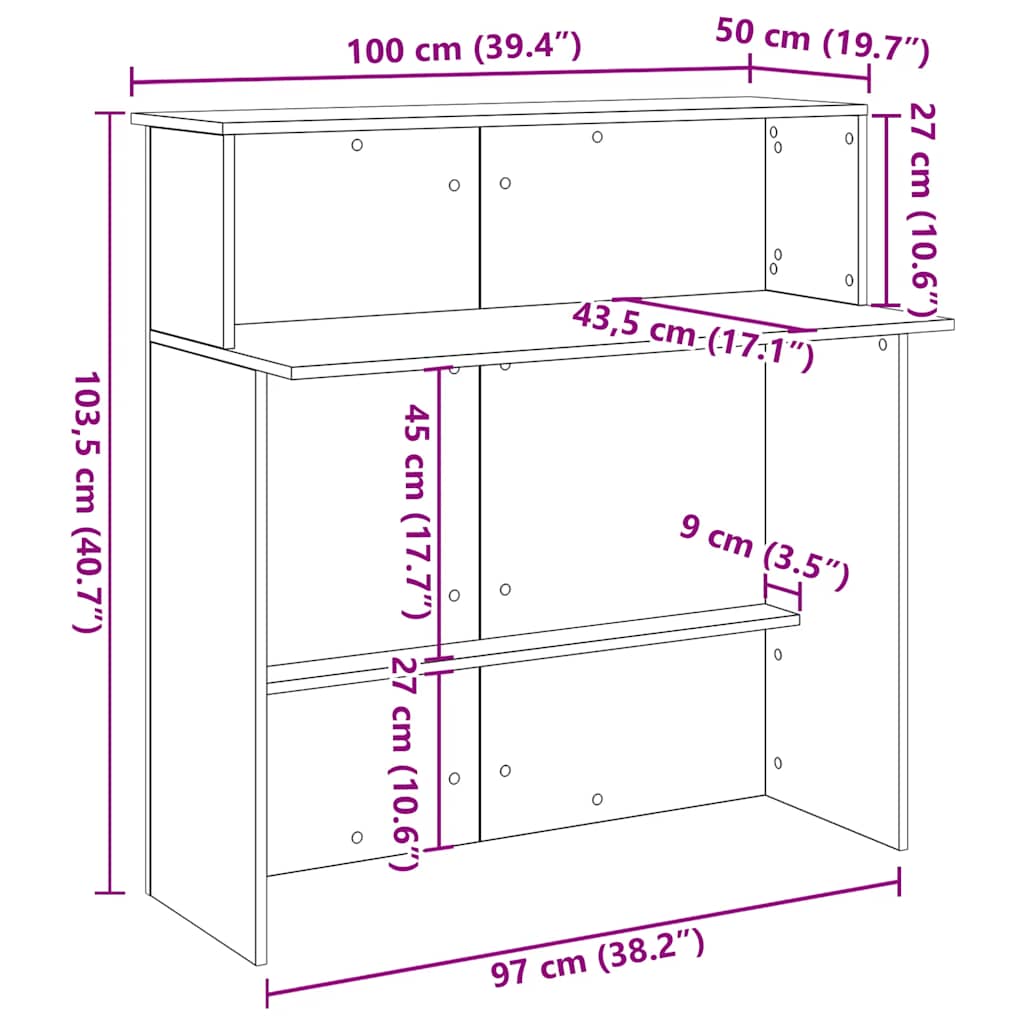 Empfangstheke Artisan-Eiche 100x50x103,5 cm Holzwerkstoff
