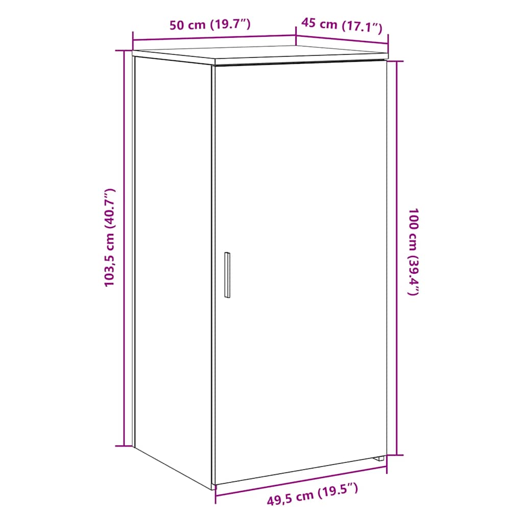 Lagerschrank Grau Sonoma 50x45x103,5 cm Holzwerkstoff