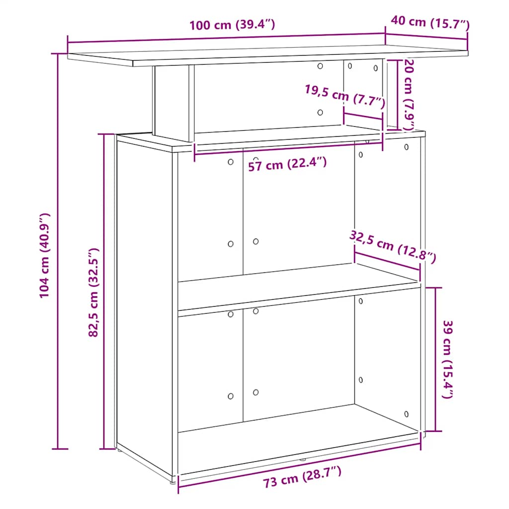 Empfangstresen Schwarz 100 x 40 x 104 cm Holzwerkstoff