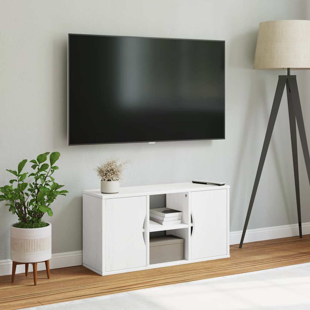 TV-Schrank ODDA Weiß 79x24x40 cm Massivholz Kiefer