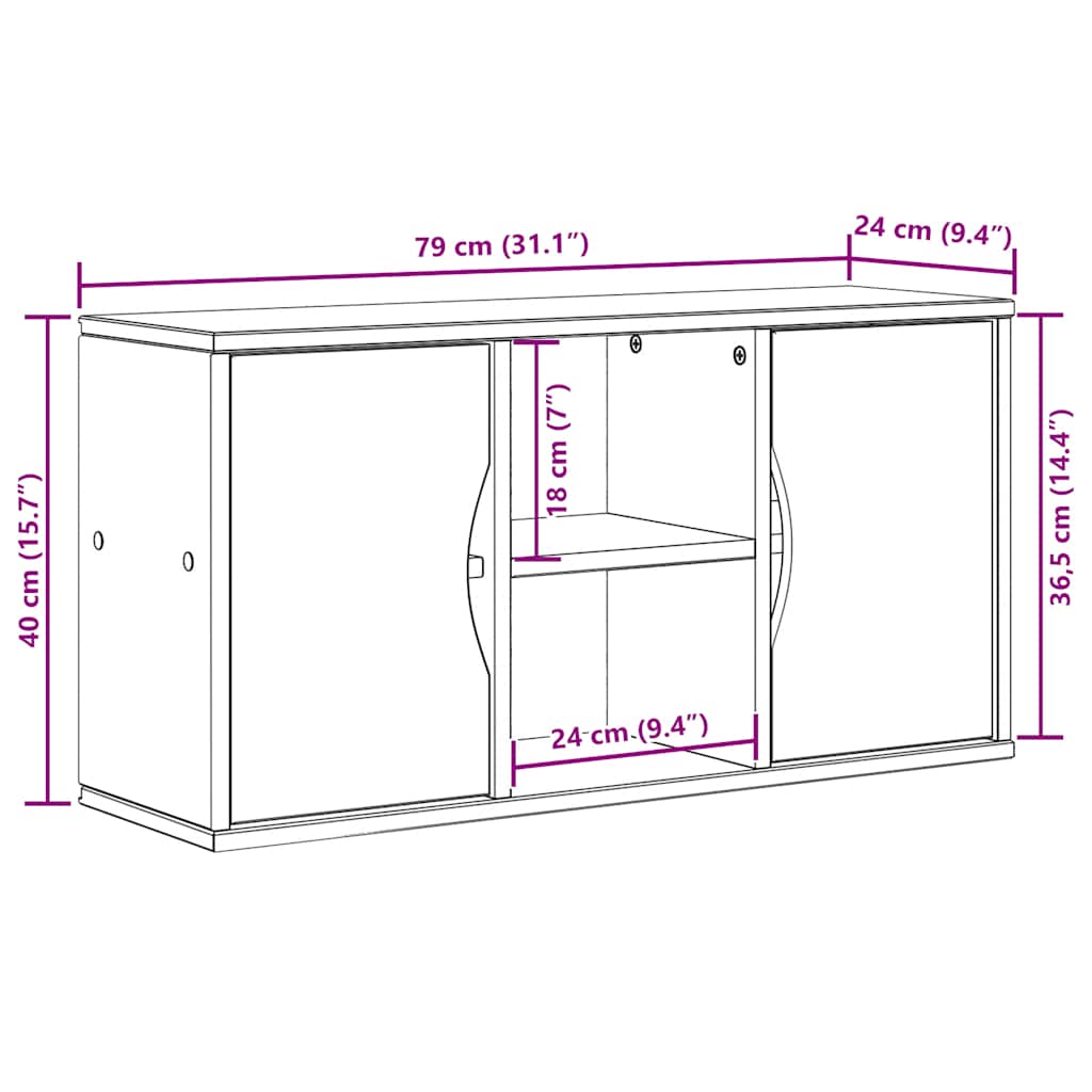 TV-Schrank ODDA Weiß 79x24x40 cm Massivholz Kiefer