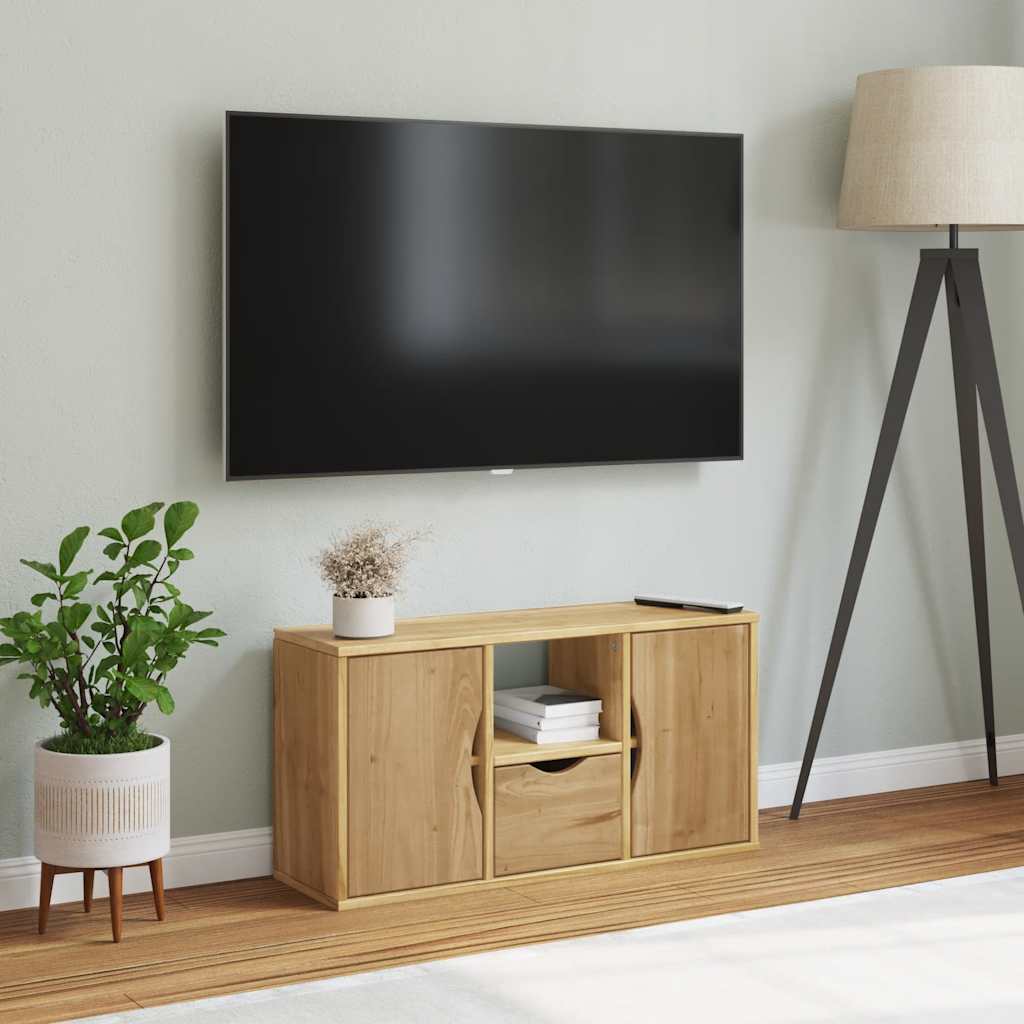 TV-Schrank mit Schublade ODDA 79x24x40 cm Massivholz Kiefer
