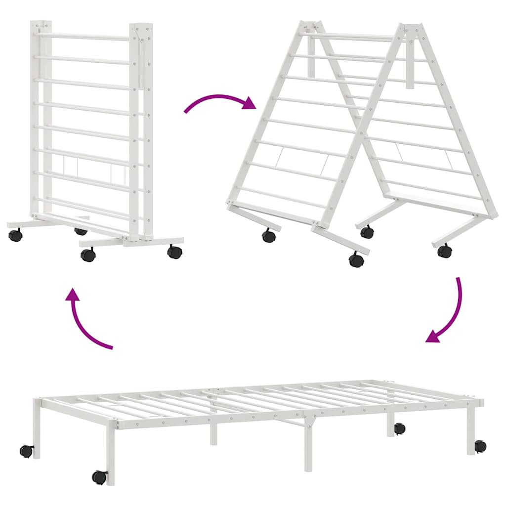 Bettgestell ohne Matratze Klappbar Weiß 75x190 cm Stahl