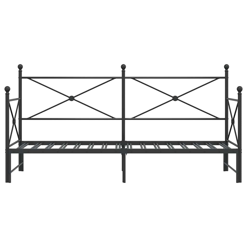 Tagesbett Ausziehbar ohne Matratze Schwarz 75x190 cm Stahl