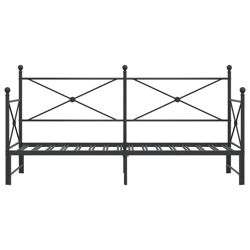 Tagesbett Ausziehbar ohne Matratze Schwarz 90x190 cm Stahl