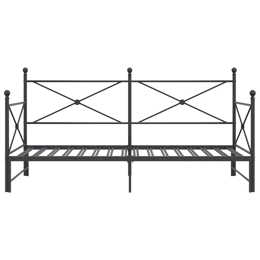 Tagesbett Ausziehbar ohne Matratze Schwarz 100x200 cm Stahl