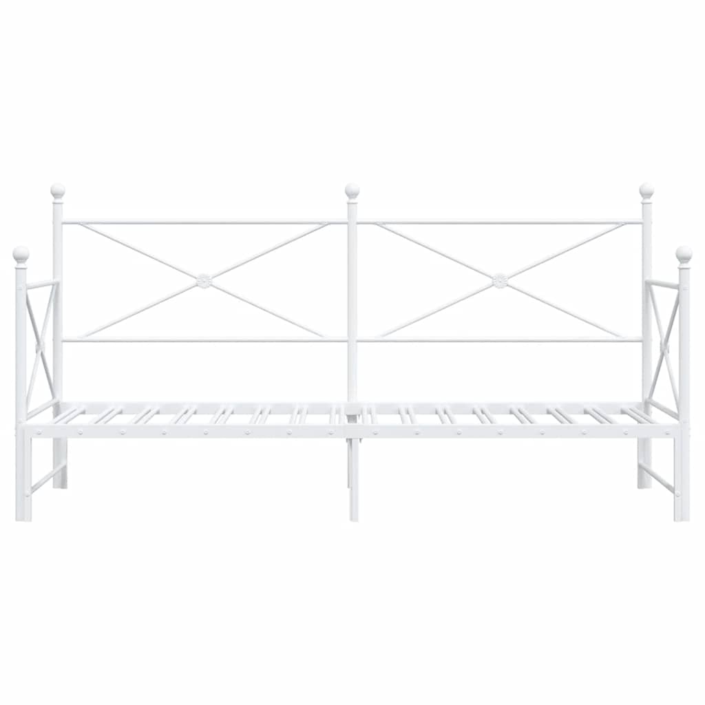 Tagesbett Ausziehbar ohne Matratze Weiß 75x190 cm Stahl