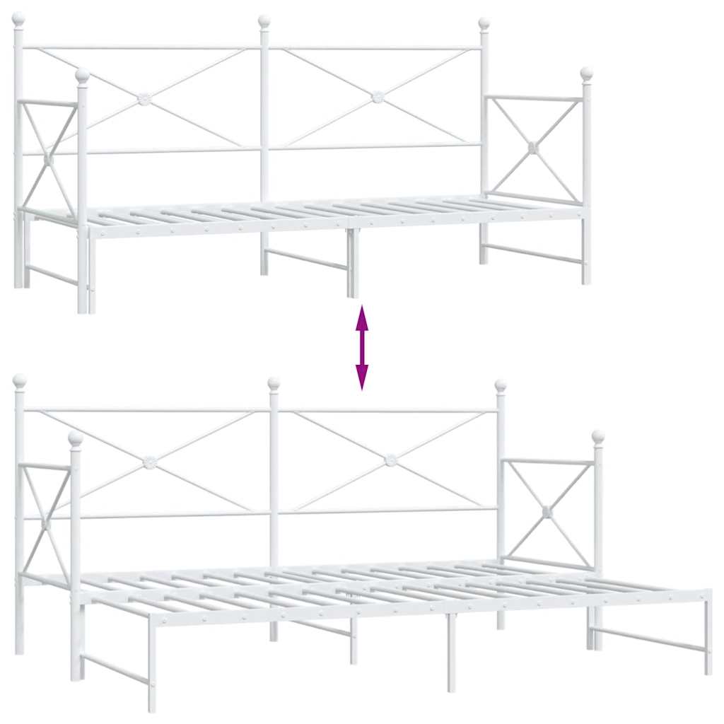 Tagesbett Ausziehbar ohne Matratze Weiß 75x190 cm Stahl