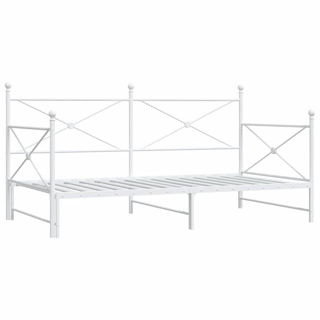 Tagesbett Ausziehbar ohne Matratze Weiß 100x190 cm Stahl