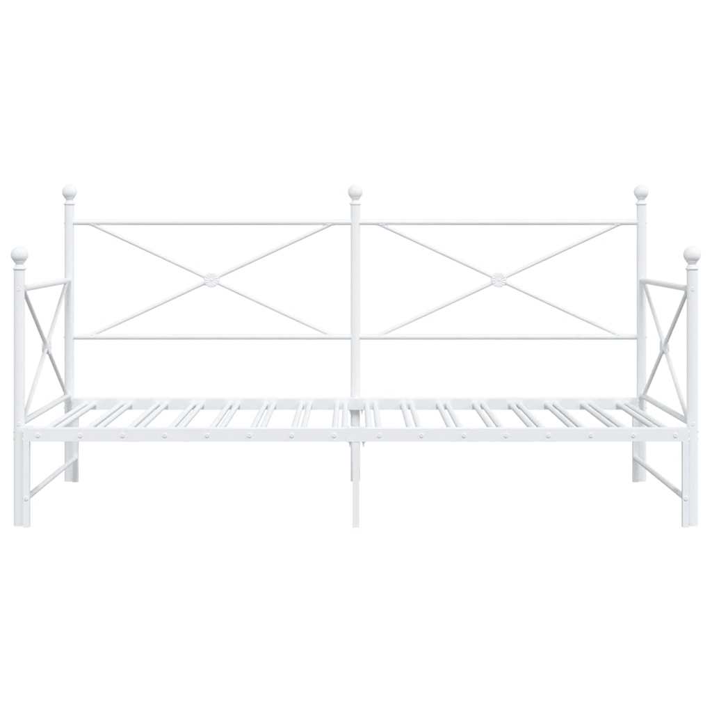 Tagesbett Ausziehbar ohne Matratze Weiß 100x190 cm Stahl