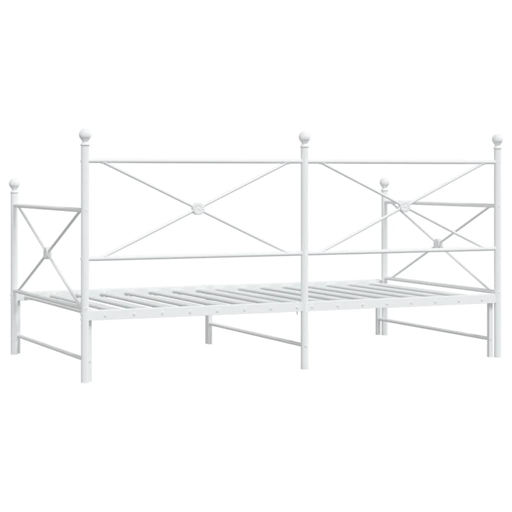 Tagesbett Ausziehbar ohne Matratze Weiß 100x190 cm Stahl