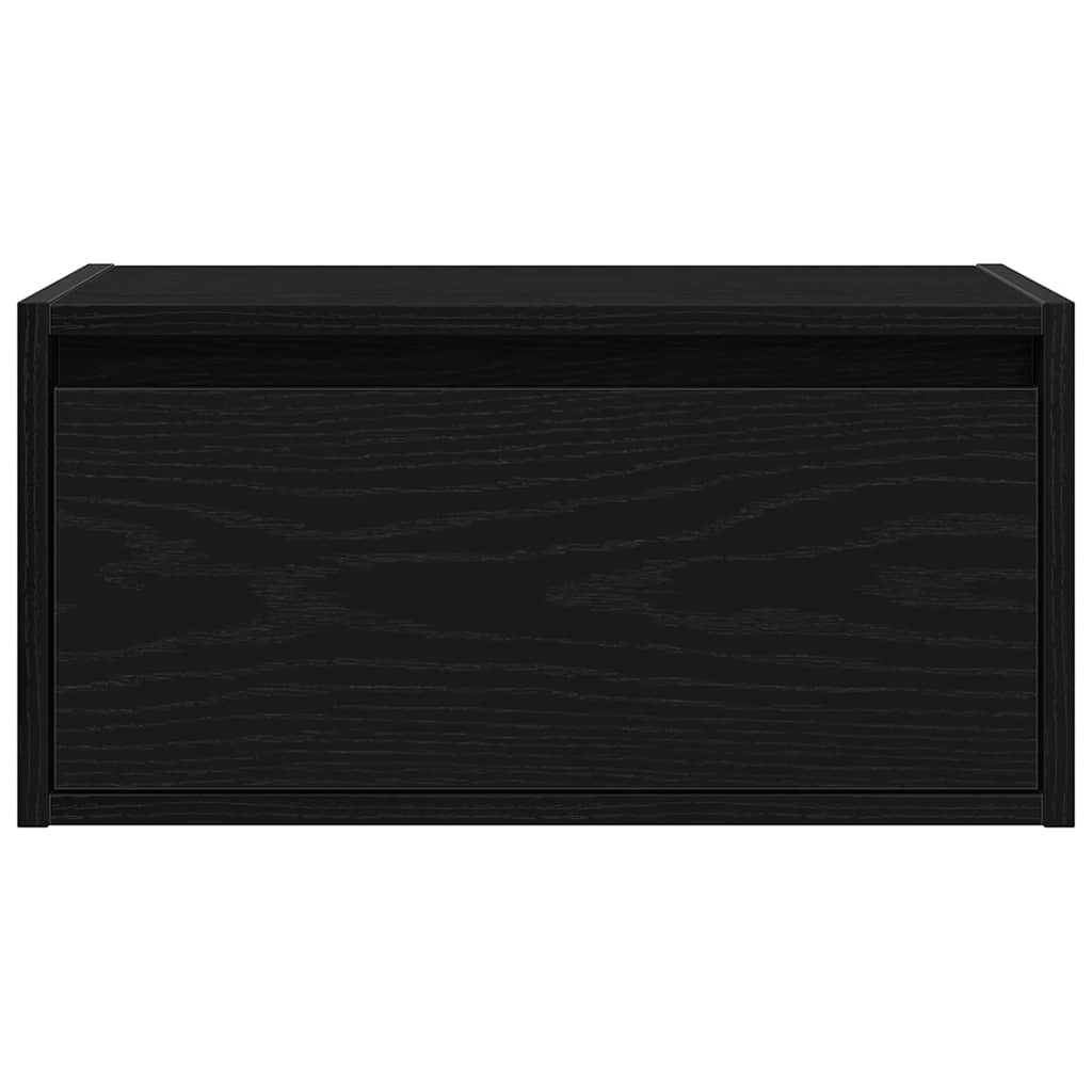 Wand-Nachttische mit LED-Leuchten 2 Stk. Schwarz Eichen-Optik