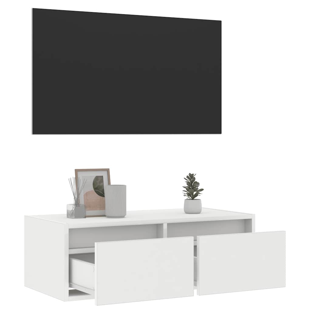 TV-Schrank mit LED-Leuchten Weiß 75x35,5x25 cm