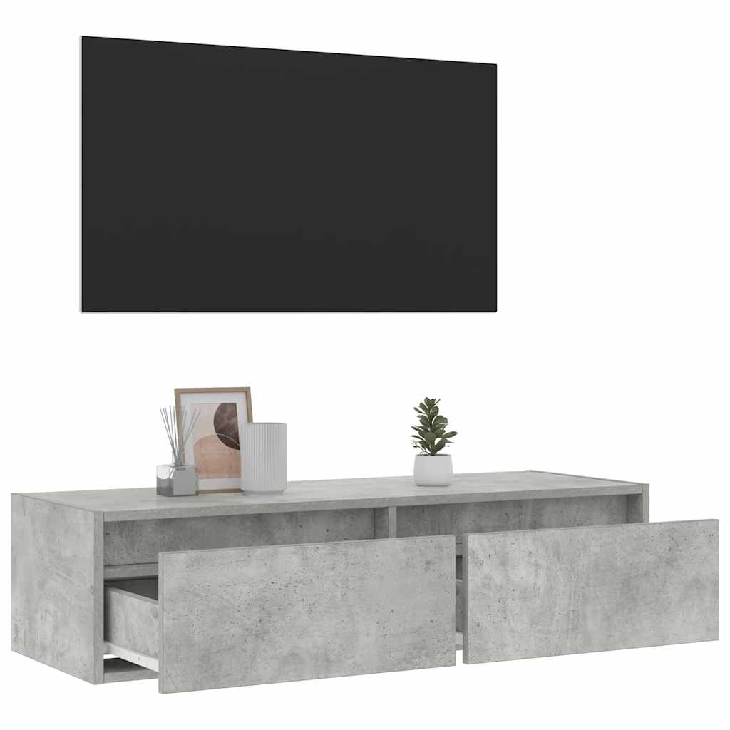 TV-Schrank mit LED-Leuchten Betongrau 100x35,5x25 cm