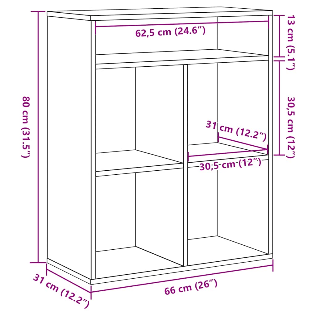 Bücherregal Räuchereiche 66x31x80 cm Holzwerkstoff