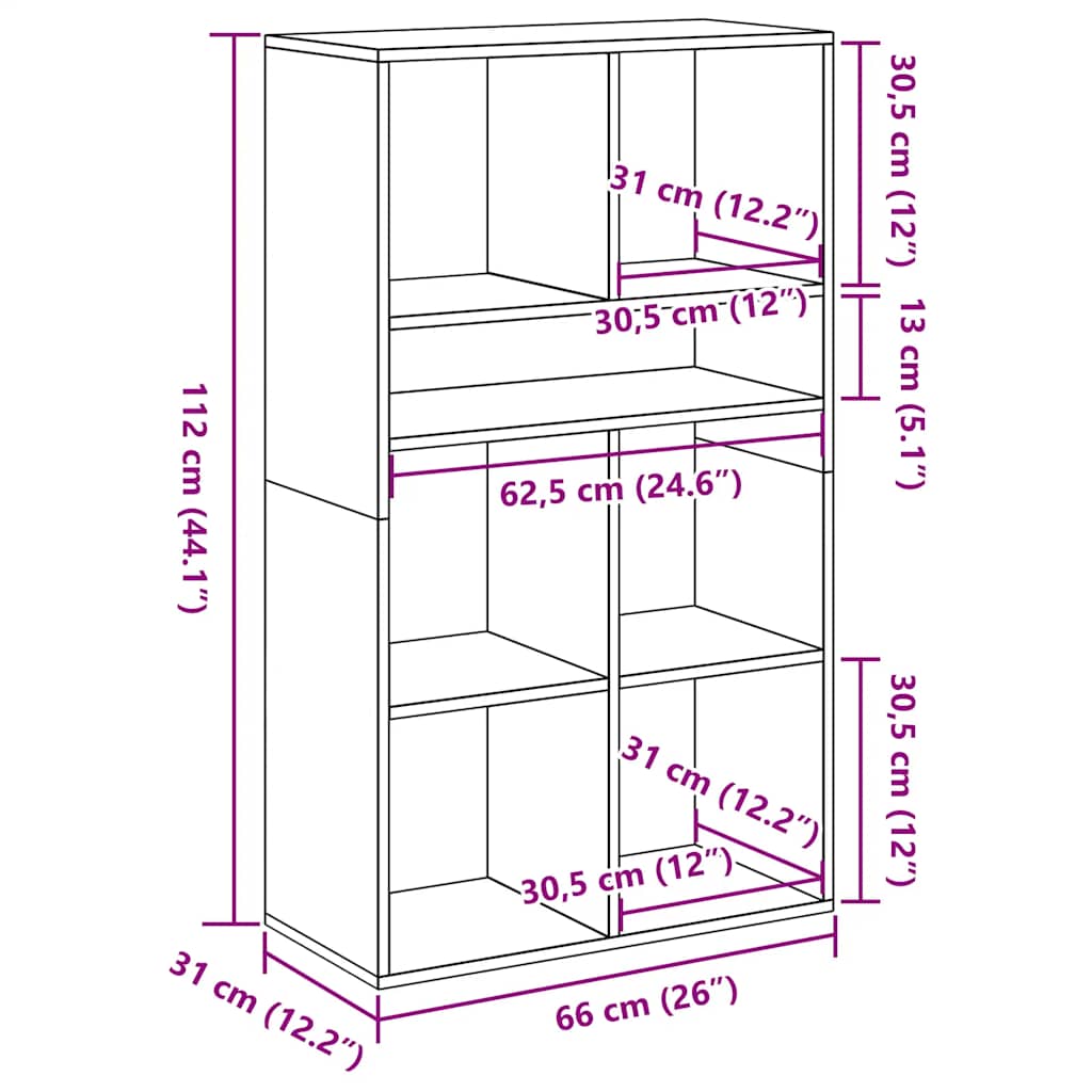 Bücherregal Grau Sonoma 66x31x112 cm Holzwerkstoff