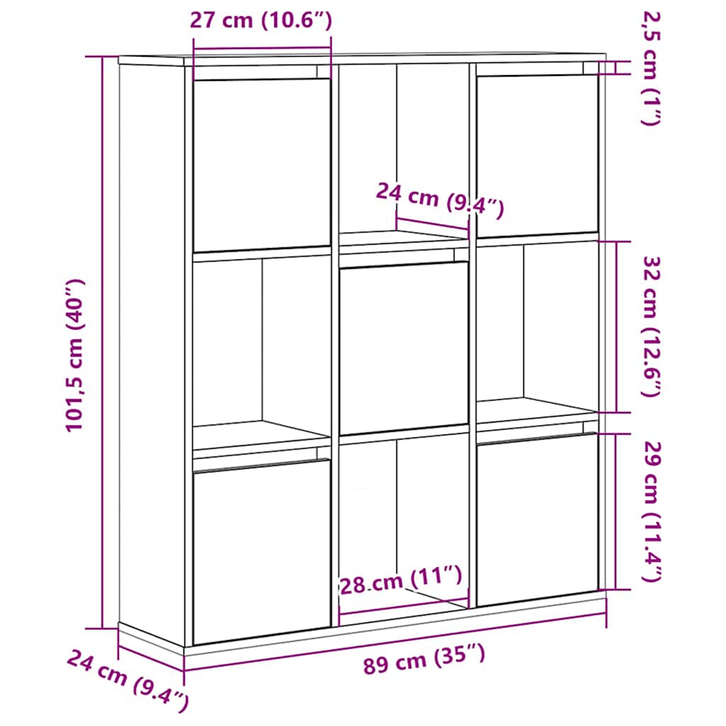 Bücherregal Betongrau 89x24x101,5 cm Holzwerkstoff