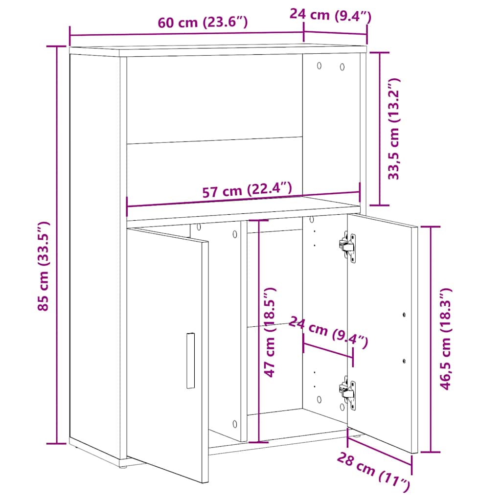 Bücherregal Räuchereiche 60x24x85 cm Holzwerkstoff