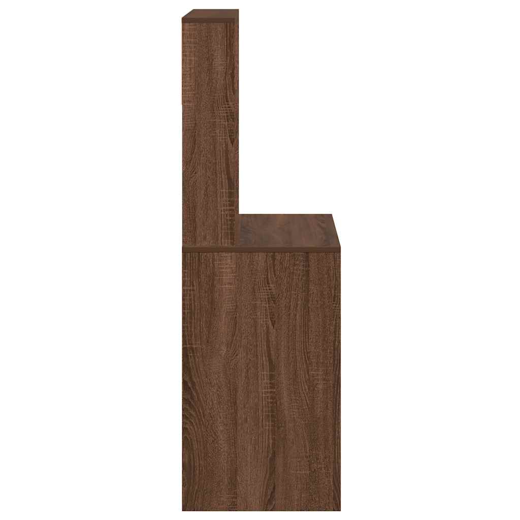 Schreibtisch mit Regal Braun Eichen-Optik 100x45x140 cm