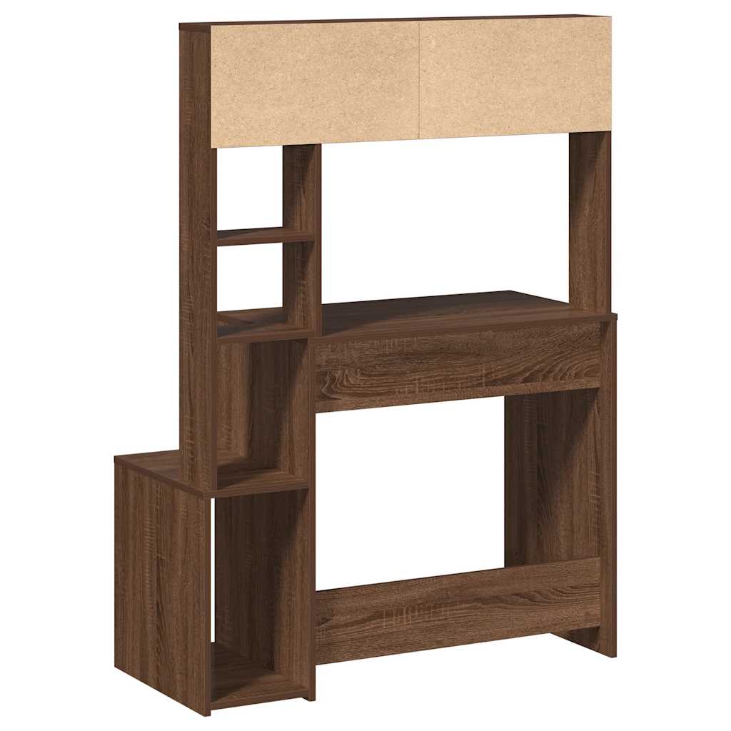 Schreibtisch mit Regal Braun Eichen-Optik 100x45x140 cm