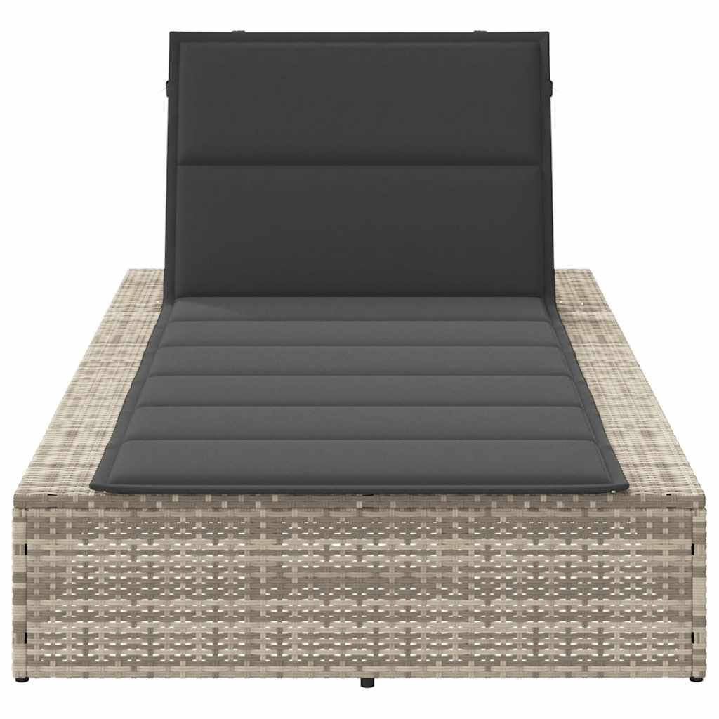 Sonnenliege mit schwebender Auflage Hellgrau Poly Rattan