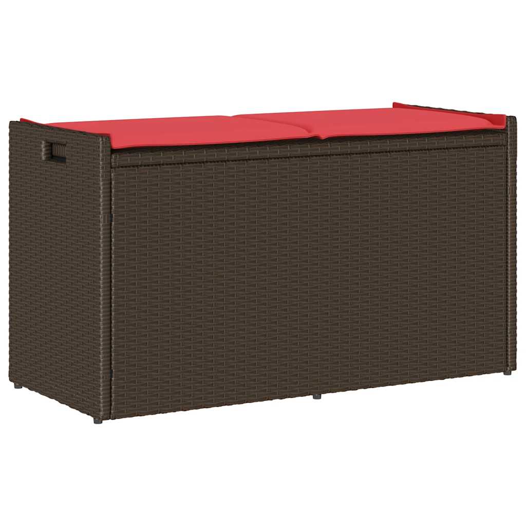 Outdoor-Sitzbank mit Stauraum und Kissen Braun 100 cm