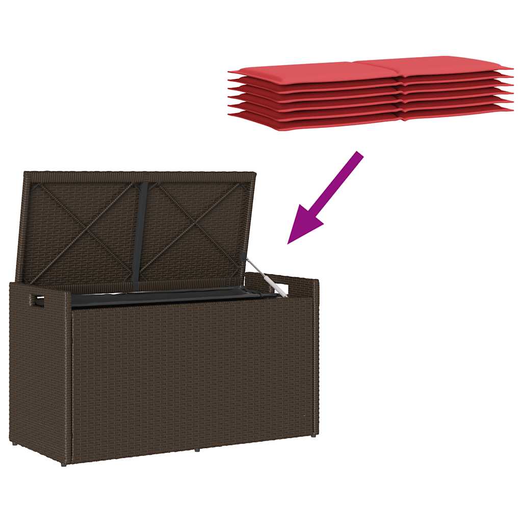 Outdoor-Sitzbank mit Stauraum und Kissen Braun 100 cm