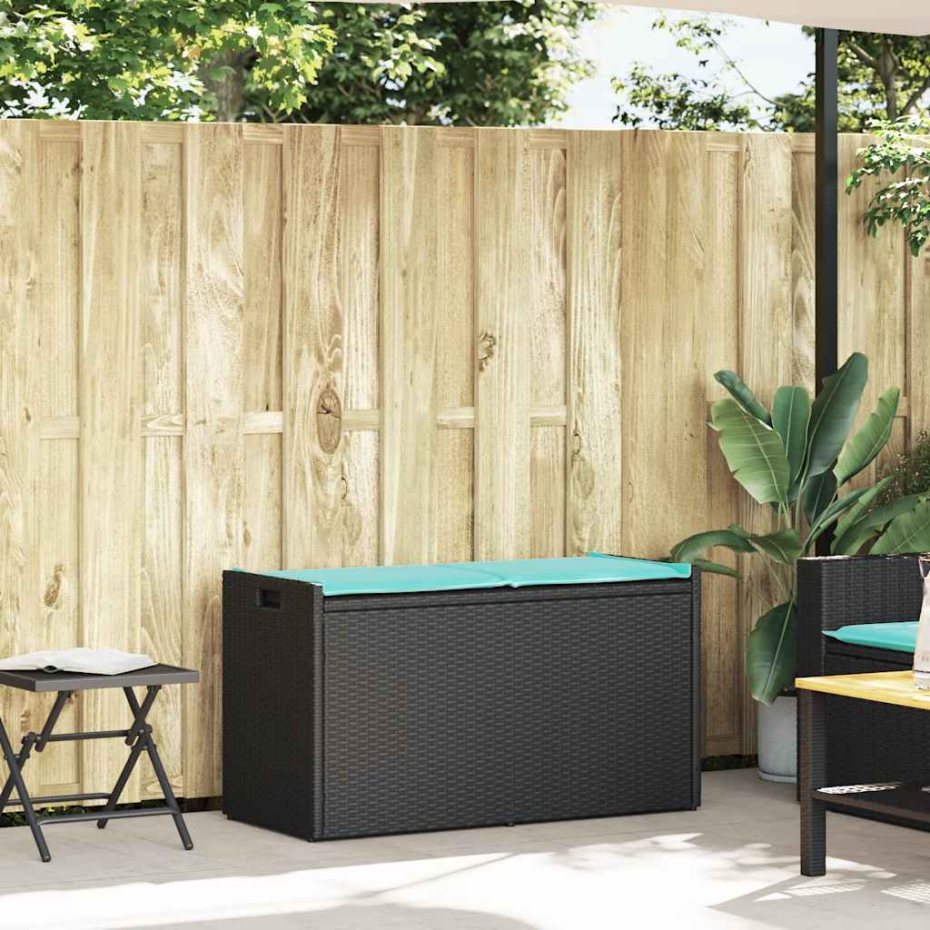 Outdoor-Sitzbank mit Stauraum und Kissen Schwarz 100 cm