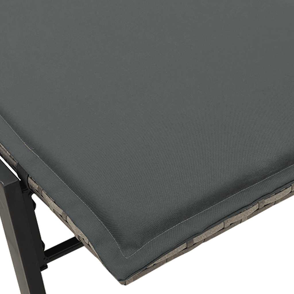 Sonnenliege mit Auflage Grau Poly Rattan